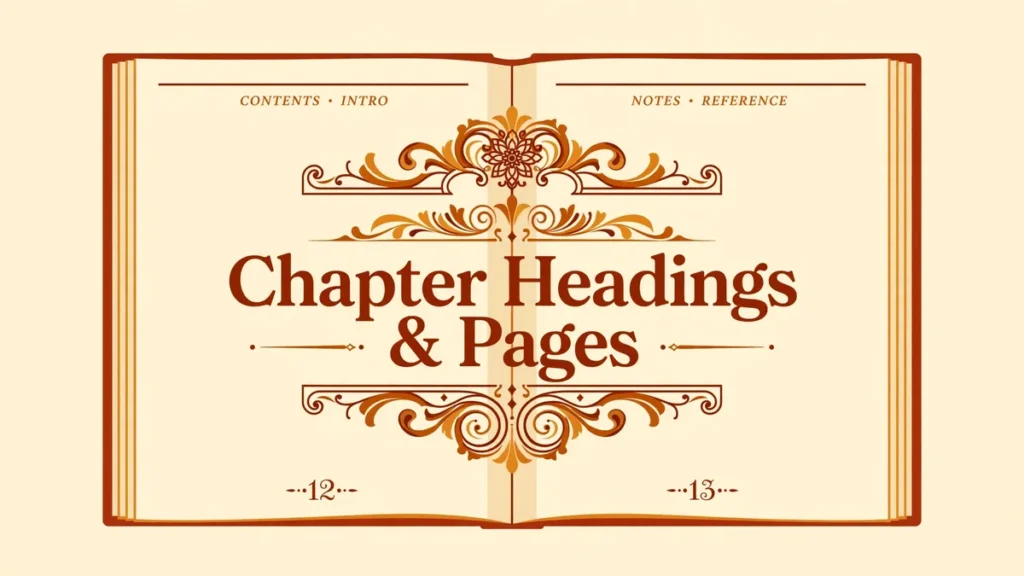 Flat editorial illustration of an open book with a styled chapter heading sitting one-third down the page and a large drop cap