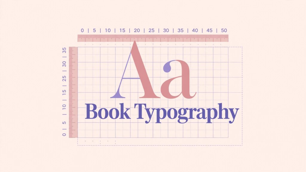 Flat vector illustration of book typography, fonts and layout