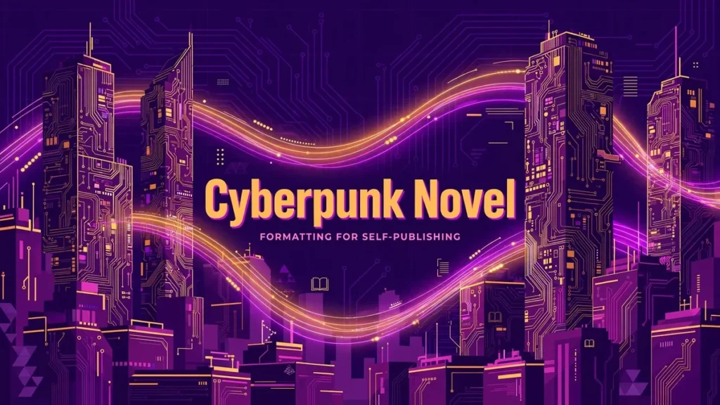 Neon cyberpunk city skyline in magenta and violet with glowing circuit motifs, editorial illustration
